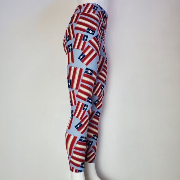NEW LuLaRoe Light Blue Flag Leggings - Picture 2 of 8